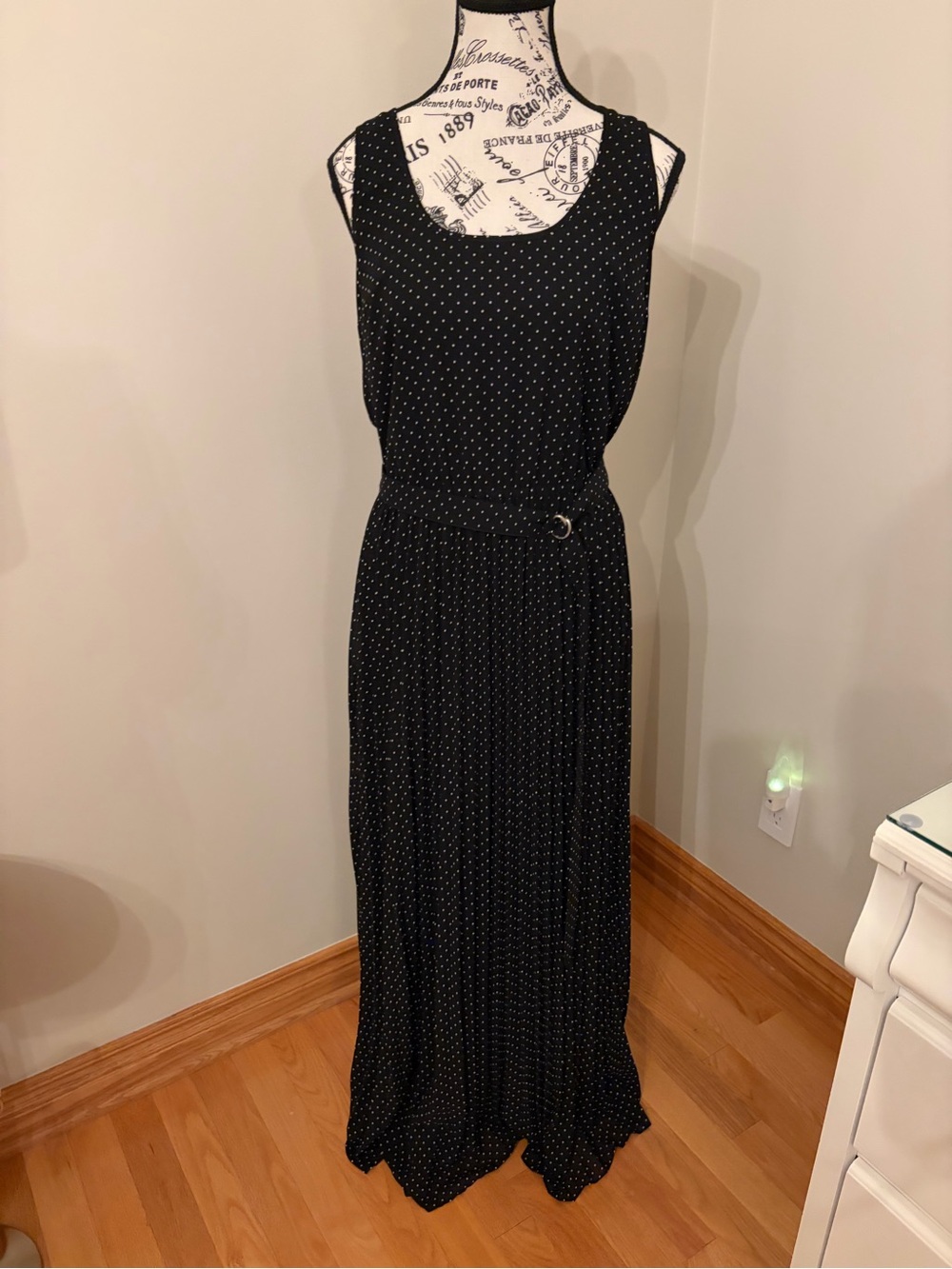 MICHAEL Michael Kors Black Maxi Dress with White Polka Dots
